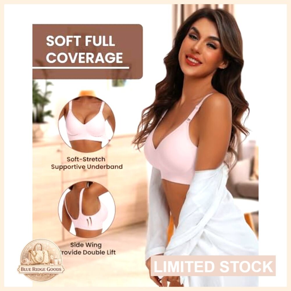 Seamless Full Coverage Wireless Bra Soft Support … - image 4